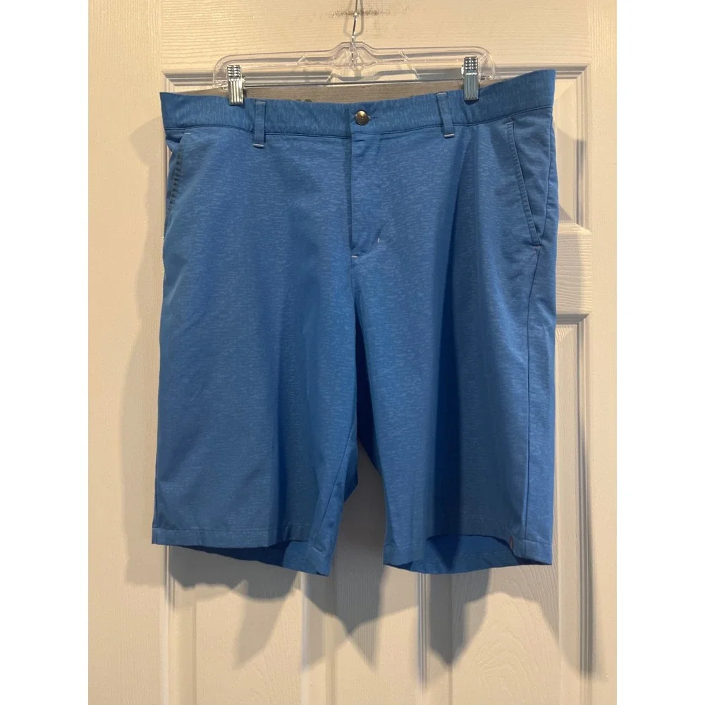 Adidas Golf Mens Blue‎ Marl Performance Shorts Size 36 Textured Flat Front